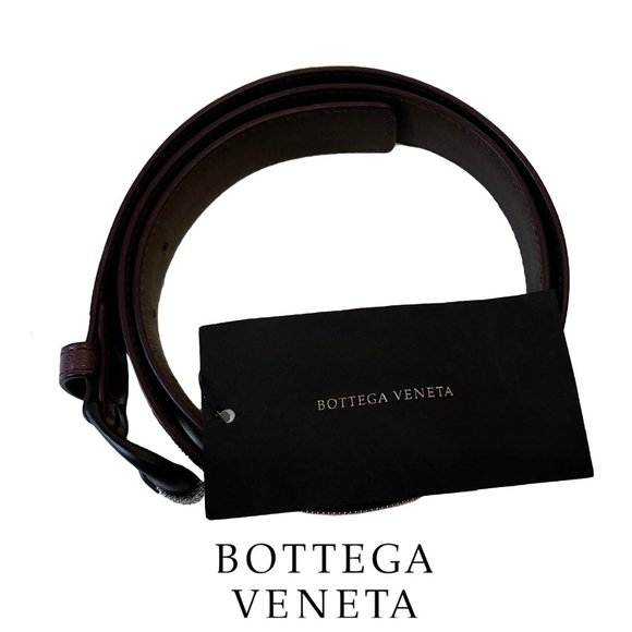 NWT Bottega Veneta Capra Lissata Women Belt Brown Leather Beaded Size M